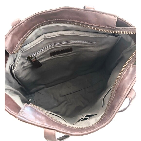 FRYE Melissa Collection Lg Dark Brown Leather Tote Bag Padded Divider Pockets - Picture 11 of 14
